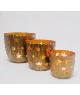 Windlicht - Sterne - Metall Teelichthalter Kerzenhalter, 3er Set