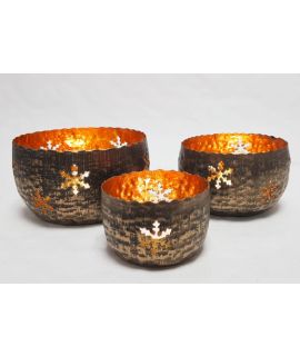 Windlichter Kerzenständer Teelichter Metall Muster 3er Set