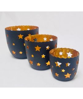 Windlicht - Sterne - Metall Teelichthalter Kerzenhalter, 3er Set