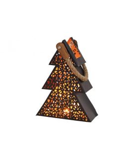  Weihnachtsbaum Windlichter/ Teelichthalter/ Kerzenhalgter aus Metall mit Lochmuster - schwarz / gold